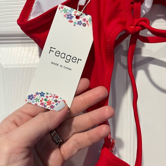 Feager Womens Strappy Cut Out Front Monokini Lace Up Back Bathing Suit Criss Cro - Picture 8 of 9